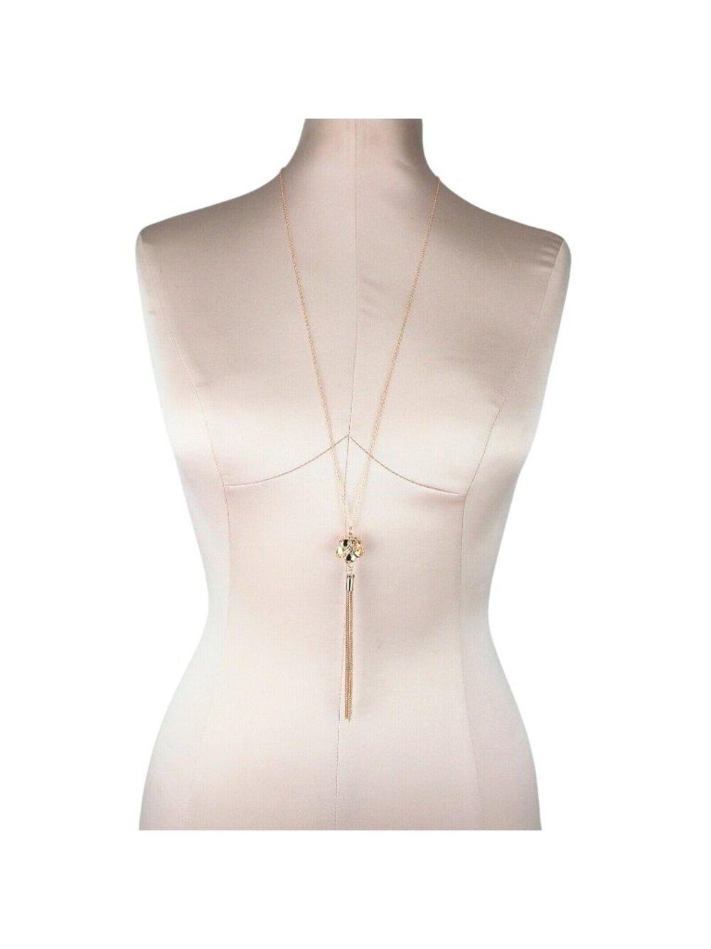 LC Lauren Conrad Long Copper Tone Necklace with 4.5" Flower Tassel